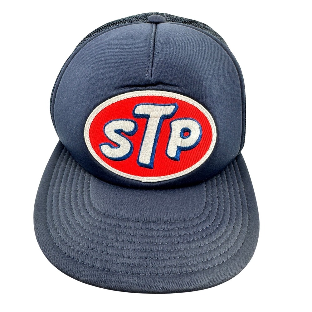 STP Logo Mesh Trucker Hat Cap Foam Otto Cap Snapback Mens Navy‎ Blue